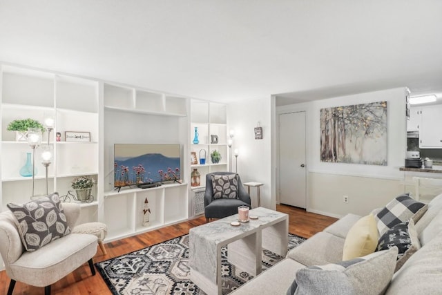 living room with hardwood / wood-style floors