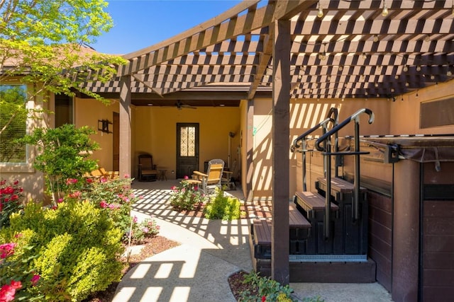 view of patio featuring a pergola