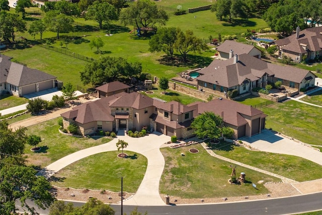 drone / aerial view with a residential view