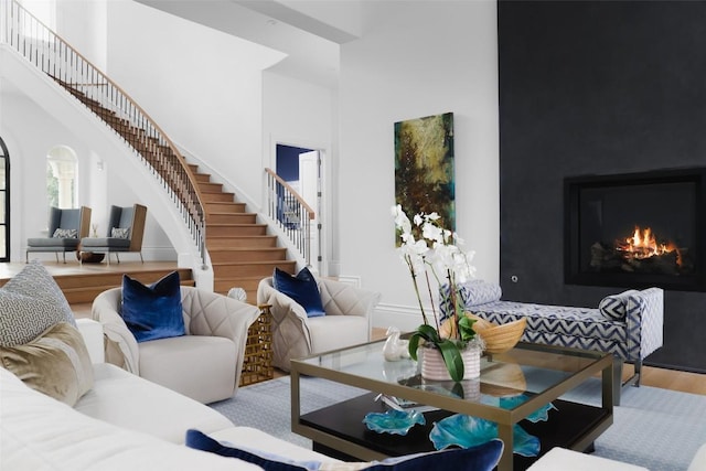 living room with hardwood / wood-style flooring