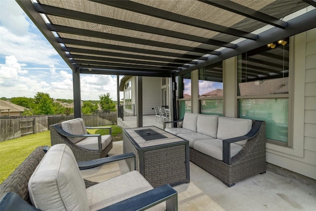 view of patio / terrace featuring an outdoor living space