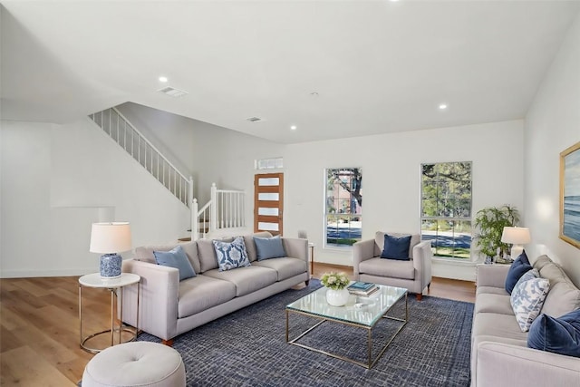 living room with wood-type flooring