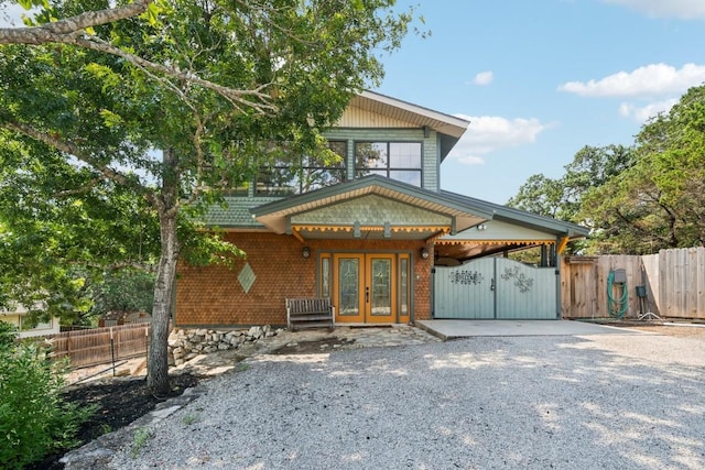 view of front of house with french doors