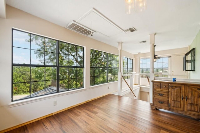 view of unfurnished sunroom