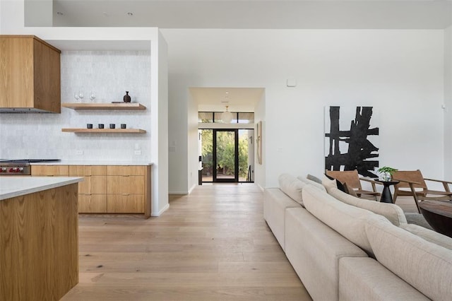 living room featuring light hardwood / wood-style floors