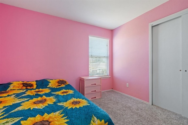 unfurnished bedroom featuring carpet and a closet