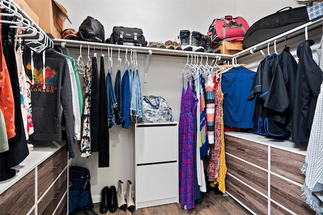 spacious closet featuring hardwood / wood-style floors