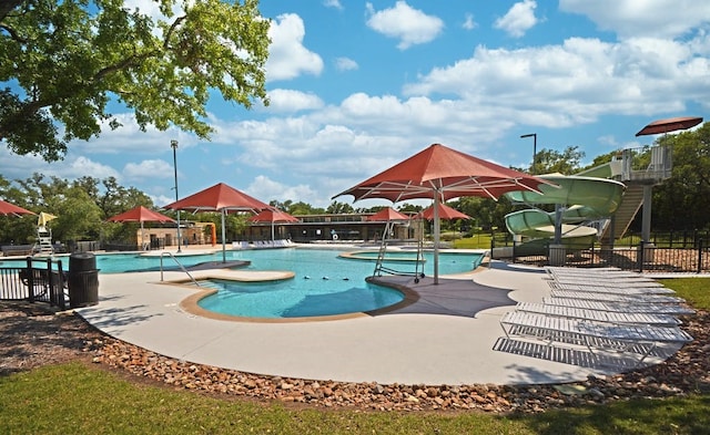 view of pool featuring a patio area