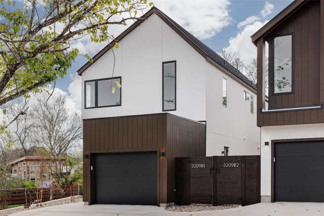 contemporary home featuring a garage