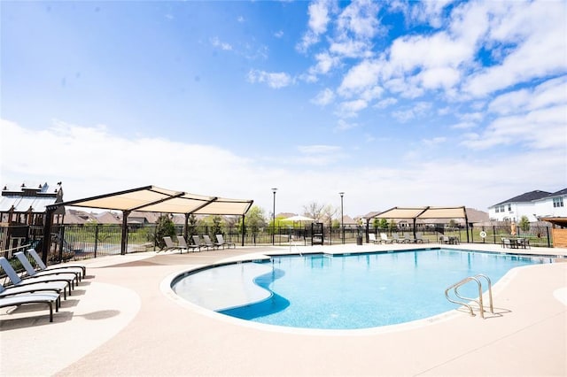 view of swimming pool featuring a patio area