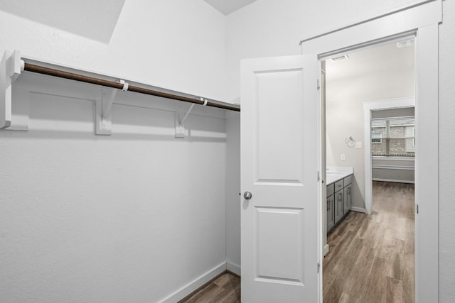 spacious closet with hardwood / wood-style floors