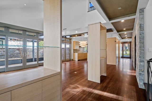 interior space featuring french doors and dark wood-type flooring