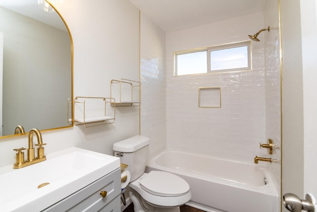 full bathroom featuring vanity, toilet, and bathtub / shower combination