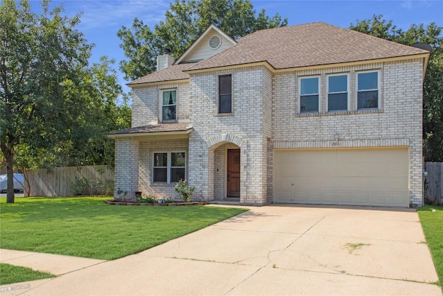 view of front of home featuring a garage and a front yard