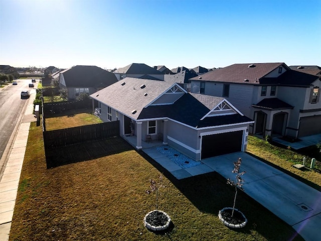 bird's eye view with a residential view