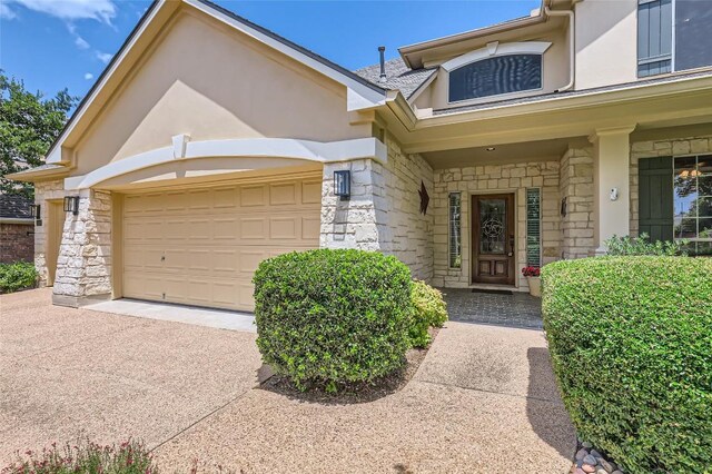 entrance to property with a garage