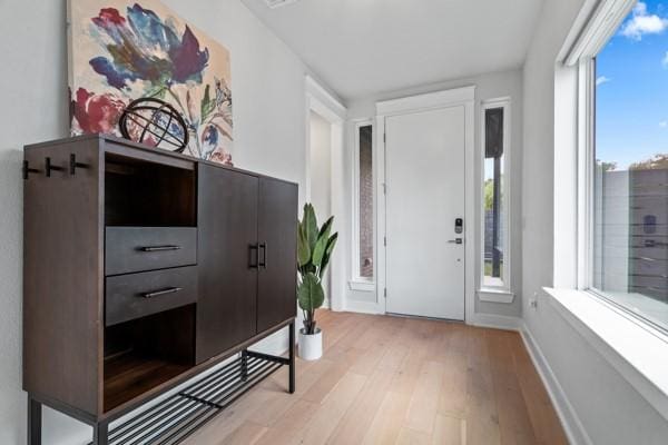 entryway with light wood-type flooring