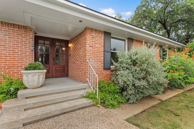 doorway to property featuring french doors