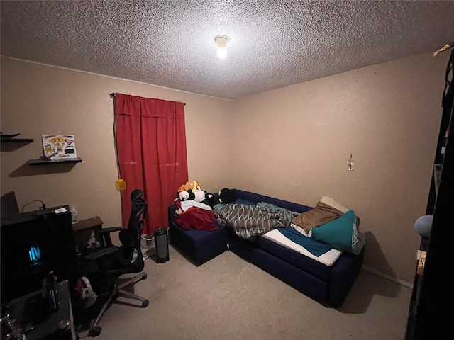 bedroom with a textured ceiling