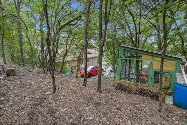 view of yard with an outbuilding