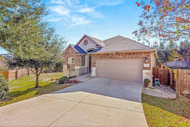 view of front of house with a garage and a front yard