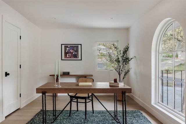 office area featuring wood-type flooring