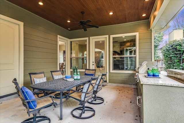 5608 Clay Ave Unit A, Austin, TX 78756 - view of patio featuring outdoor dining area, a ceiling fan, and area for grilling