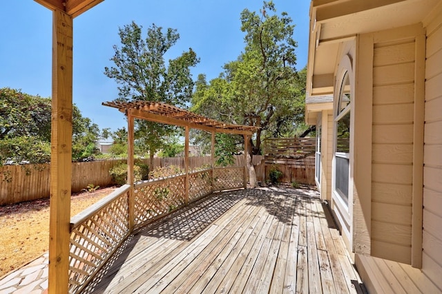 wooden terrace featuring a pergola