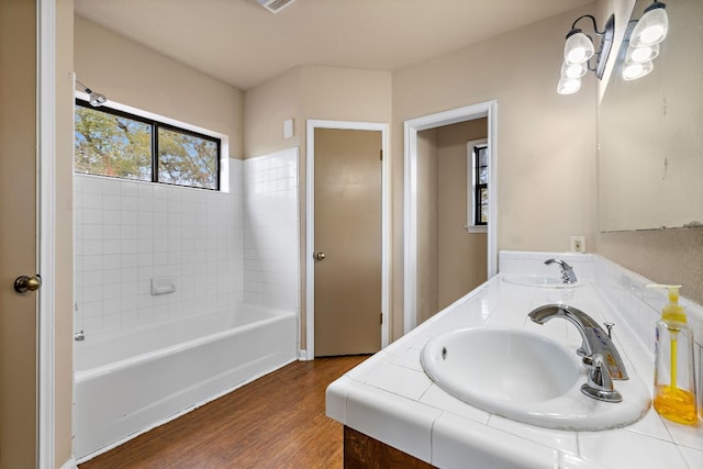 bathroom featuring vanity and wood-type flooring