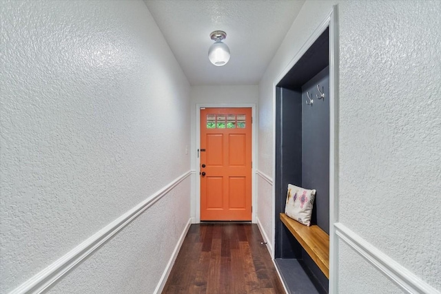 doorway featuring dark wood-type flooring