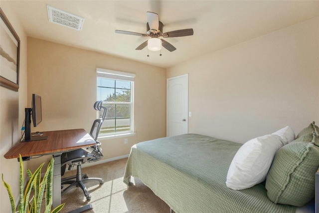 bedroom with carpet and ceiling fan