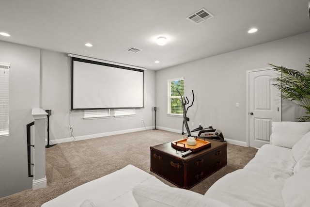 view of carpeted cinema room