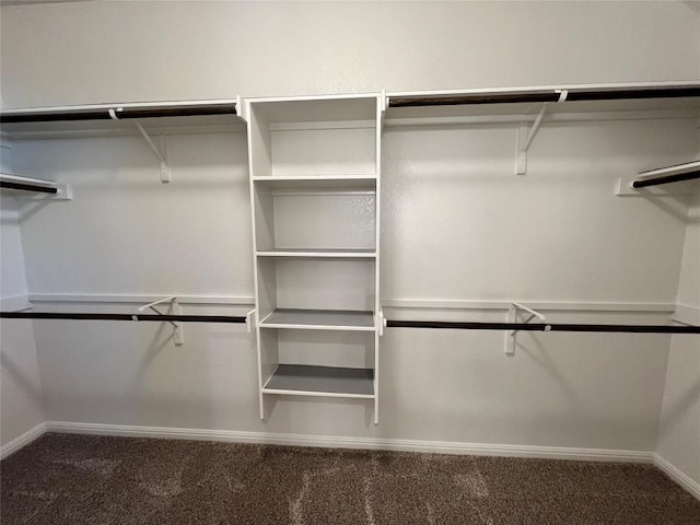 spacious closet with dark carpet