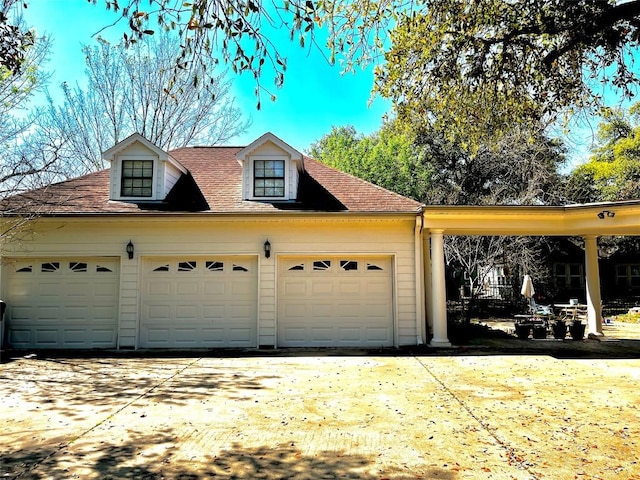 view of garage