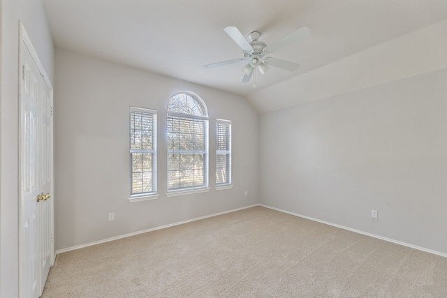 30004 Oakland Hills Dr, Georgetown, TX 78628 - unfurnished room featuring light carpet, ceiling fan, and vaulted ceiling