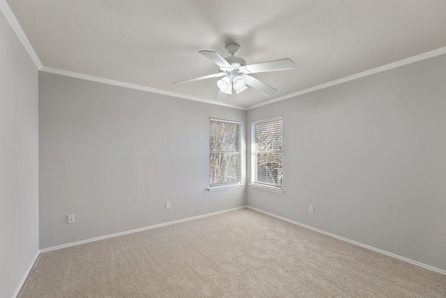30004 Oakland Hills Dr, Georgetown, TX 78628 - empty room with ceiling fan, ornamental molding, and carpet floors