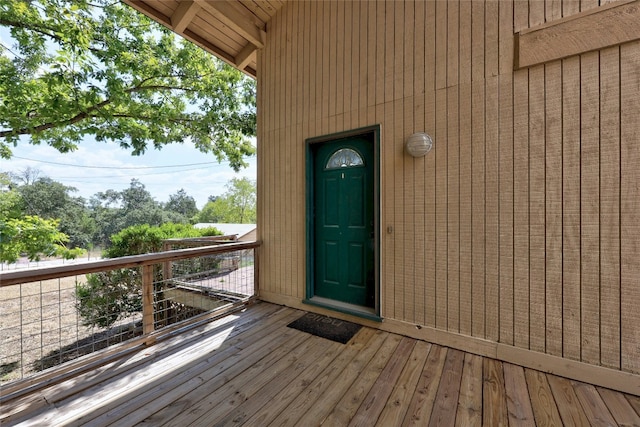 doorway to property with a balcony