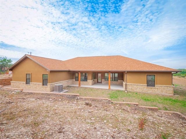 back of house featuring a patio and central AC