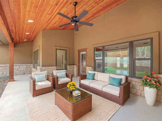 view of patio featuring outdoor lounge area and ceiling fan