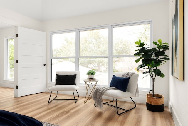 living area with light wood-type flooring