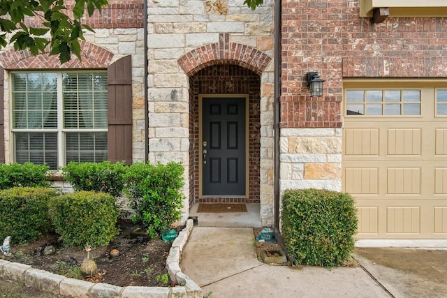 property entrance with a garage