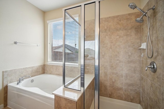 bathroom with plus walk in shower