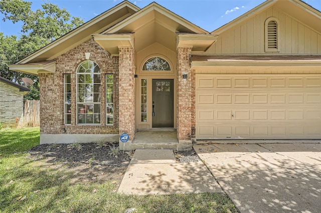 view of front of property with a garage