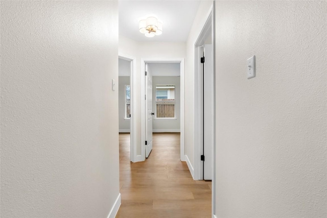 corridor featuring light wood-type flooring