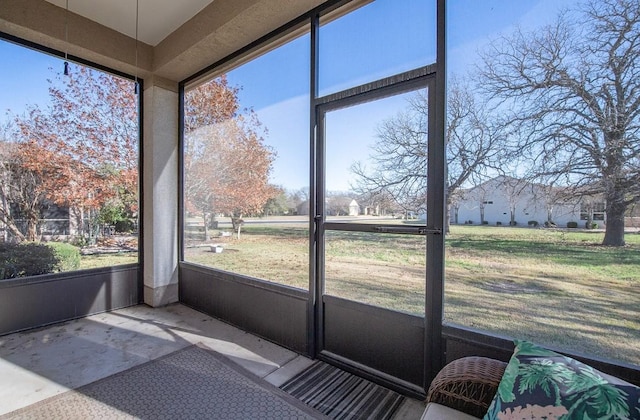 view of unfurnished sunroom