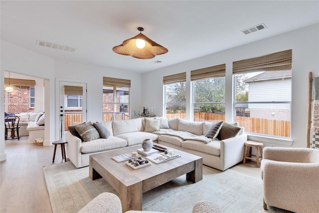 living room featuring light hardwood / wood-style flooring