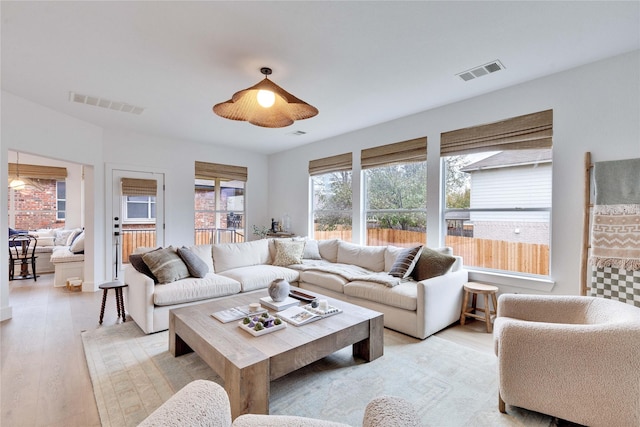 living room featuring light hardwood / wood-style flooring