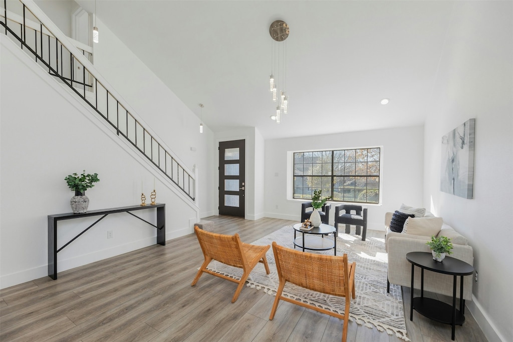 living room featuring wood-type flooring