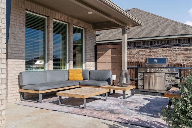 view of patio / terrace with outdoor lounge area and area for grilling