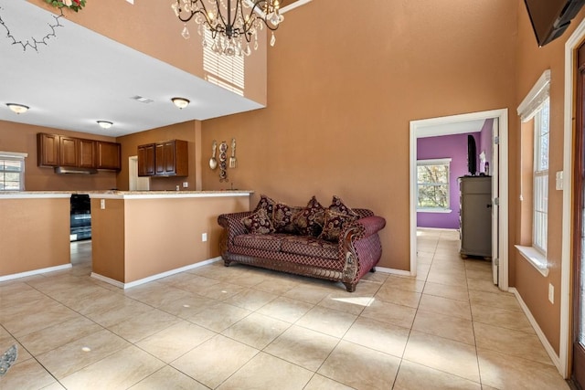 interior space featuring a notable chandelier